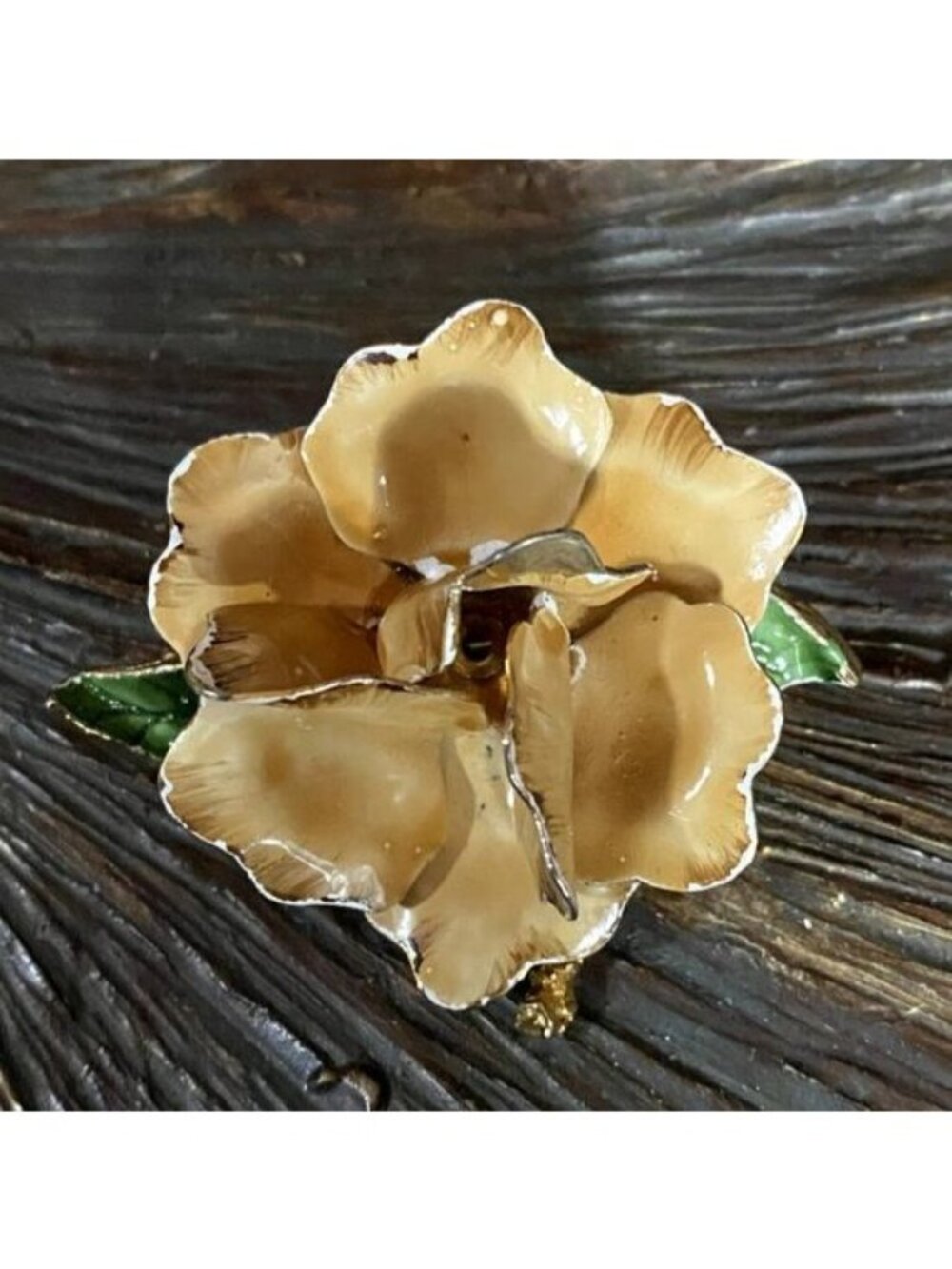 Gold Tone Layered Flower Petal Pin Vintage Mid Century Jewelry Statement Gift - Picture 1 of 8